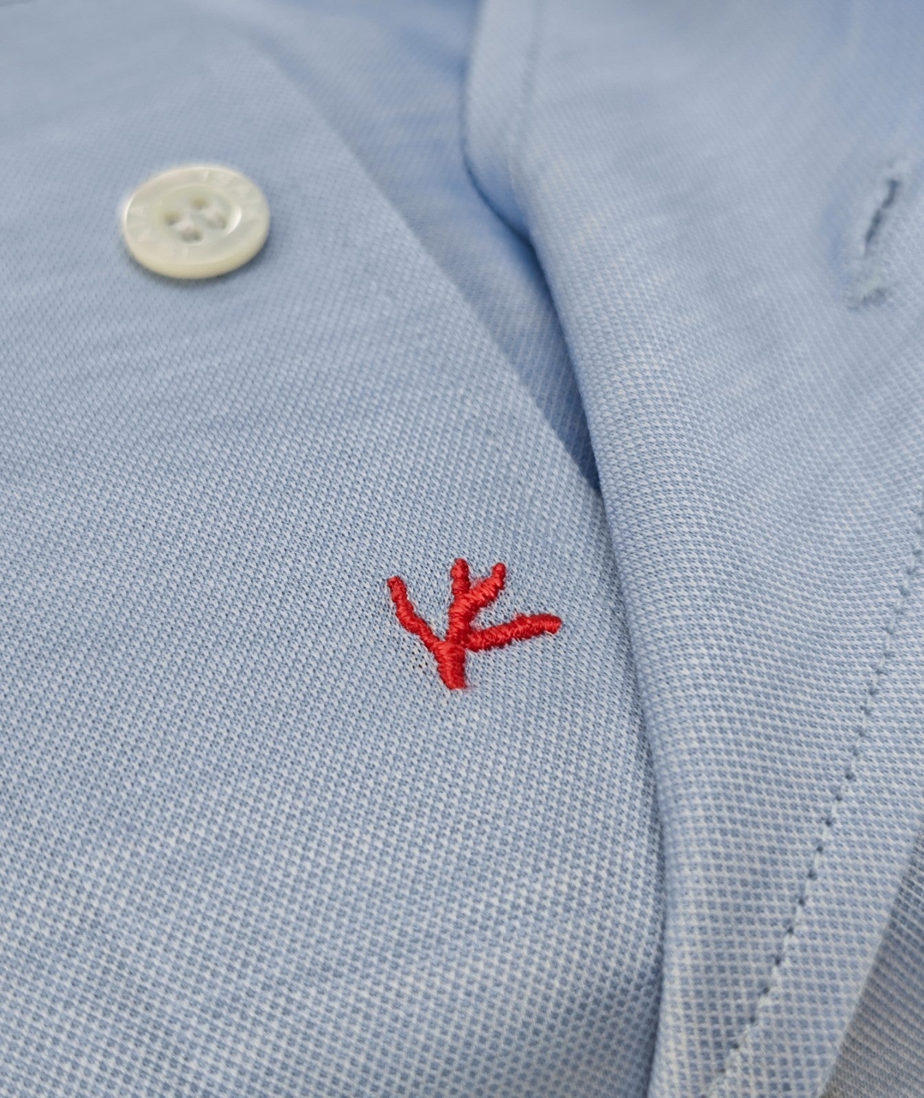 780$ ISAIA "Mix" Blue Dress Shirt Hand-Sewn Stretch Cotton Jersey 17.5 - 44