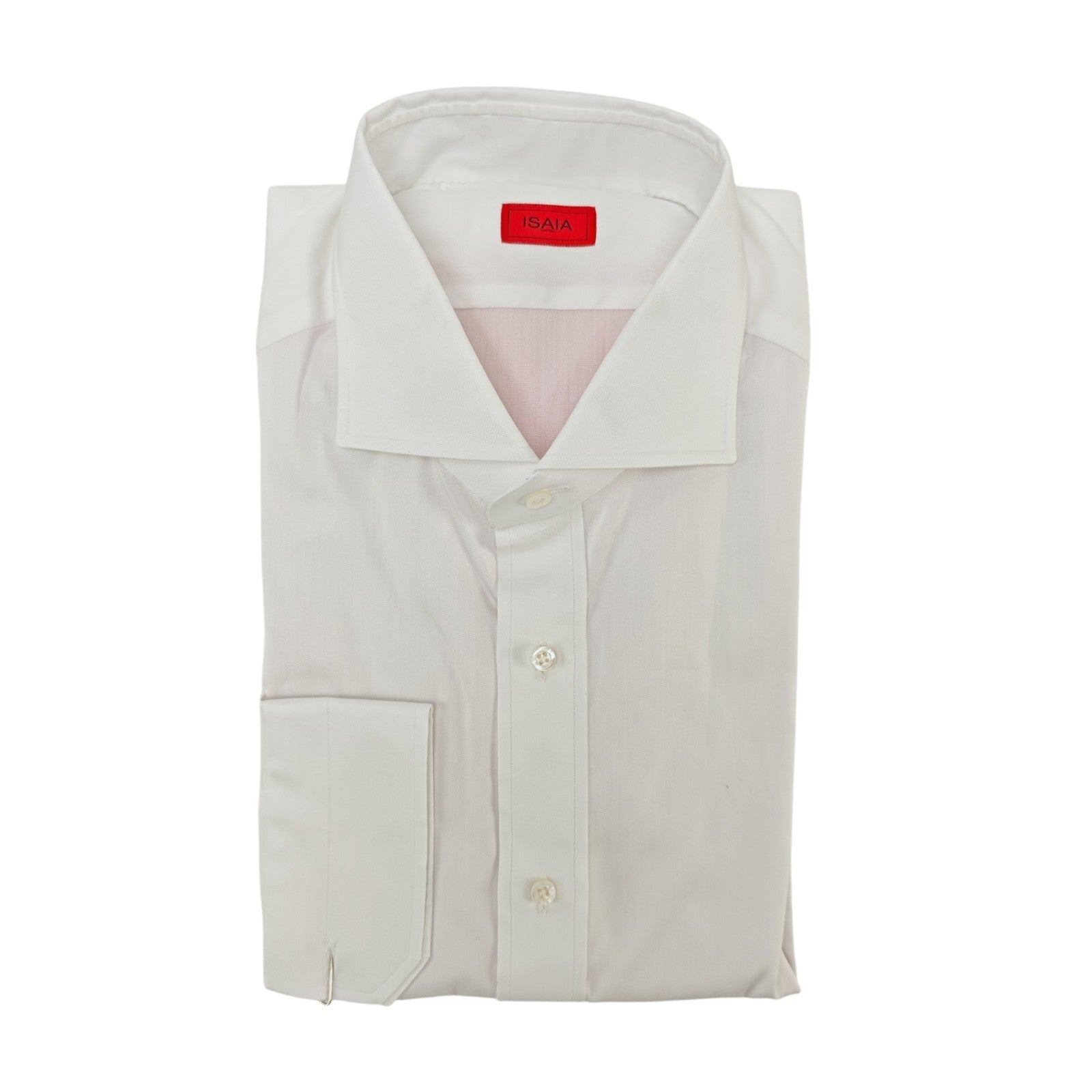 790$ ISAIA "Mix" White Dress Shirt French Cuffs Hand-Sewn Oxford Cotton 2W