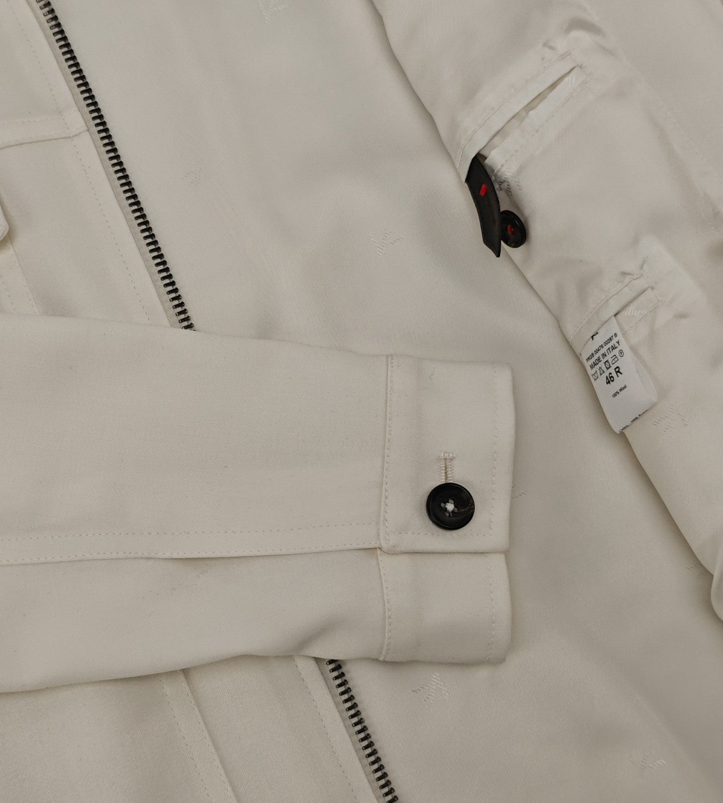$3450 ISAIA NAPOLI ivory Collared Zip Trucker Jacket Wool 36 US / 46 EU