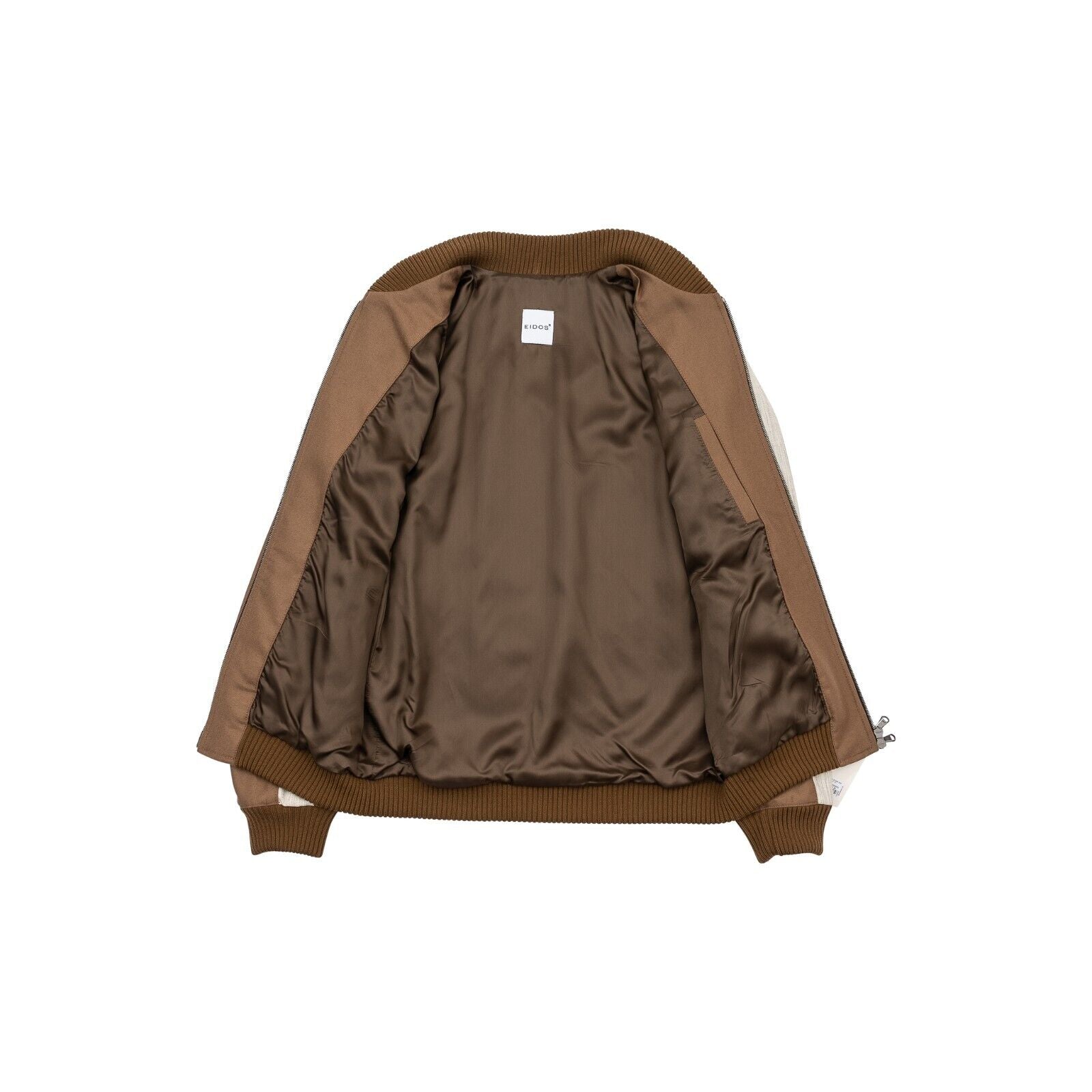 $1900 EIDOS by ISAIA NAPOLI Beige Bomber Jacket Wool Twill 38 US / 48 EU - Slim