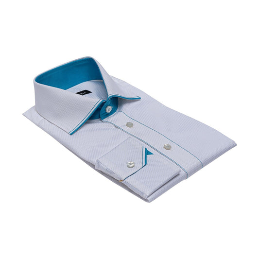 690$ ITALIAN LUXURY GERLIN Shirt White ALUMO JACQUARD Cotton 2D ZILLI