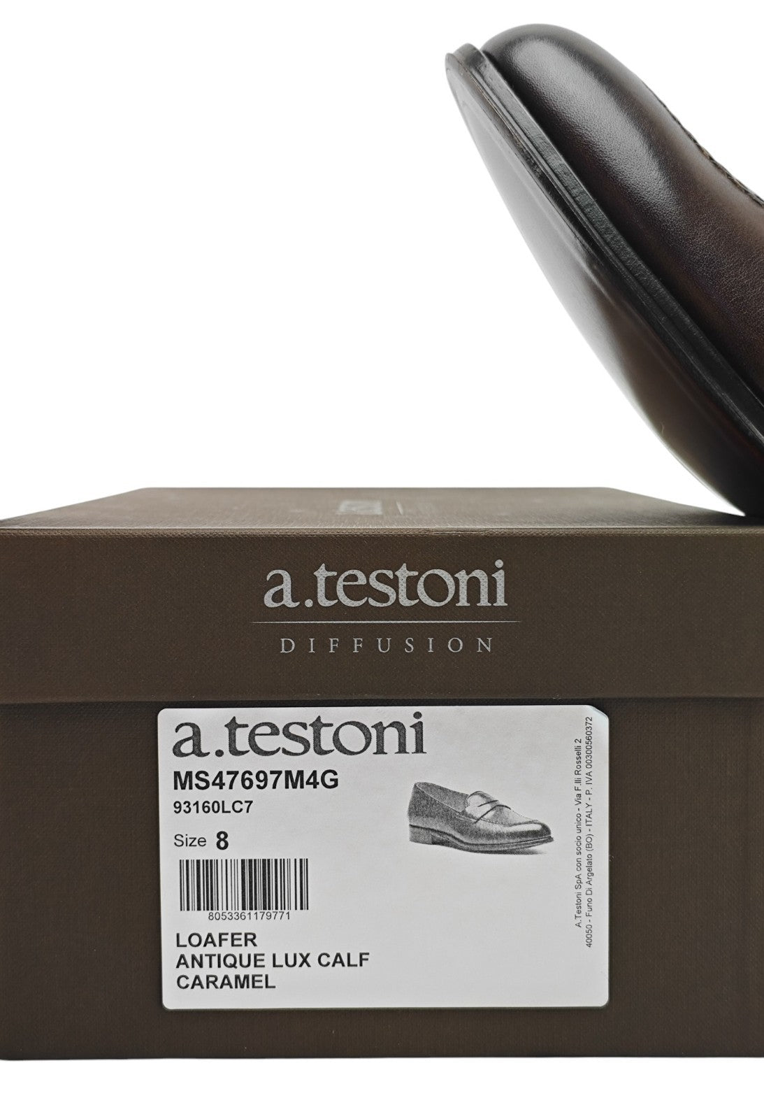 1250$ TESTONI Loafer Shoes Antique Lux Calf Caramel 8 UK / 9 US / 42 IT