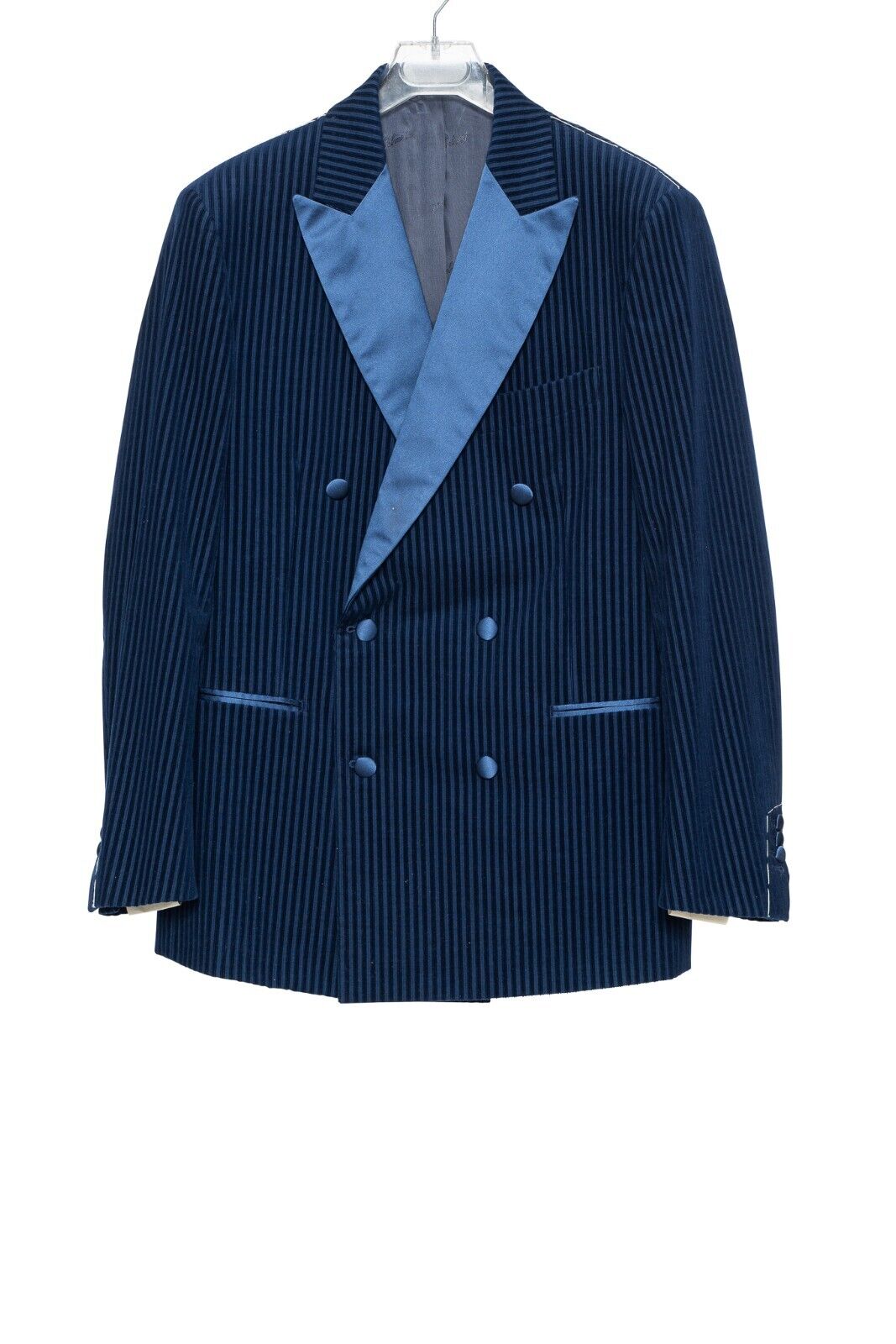$3340 Belvest Blue Tuxedo Suit Corduroy Lapel Silk 40 US / 50 EU Drop 7R Slim