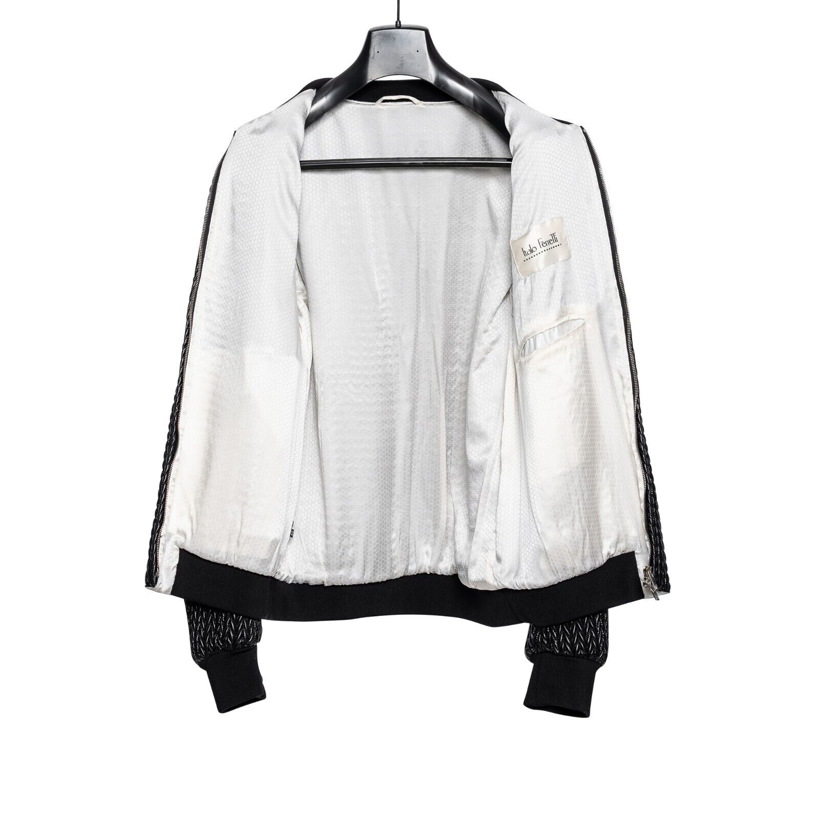 2000$ LUXURY ITALO FERRETTI Bomber Jacket "WOVEN" Black 40 US / 50 EU ZILLI