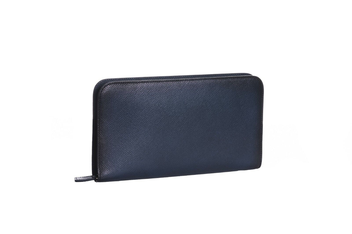 ARALDI MILANO 1930 Ocean Blue TAMPONATO Leather Clutch Bag Travel Wallet Handbag