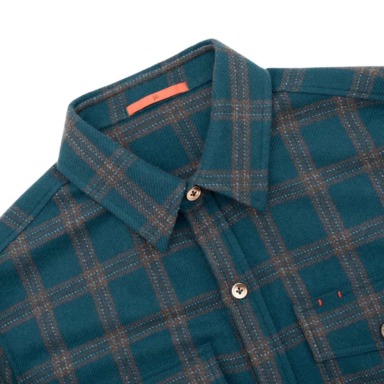 $3800 ISAIA NAPOLI Green Checks Hand-Sewn Overshirt Jacket 100% Cashmere Size L