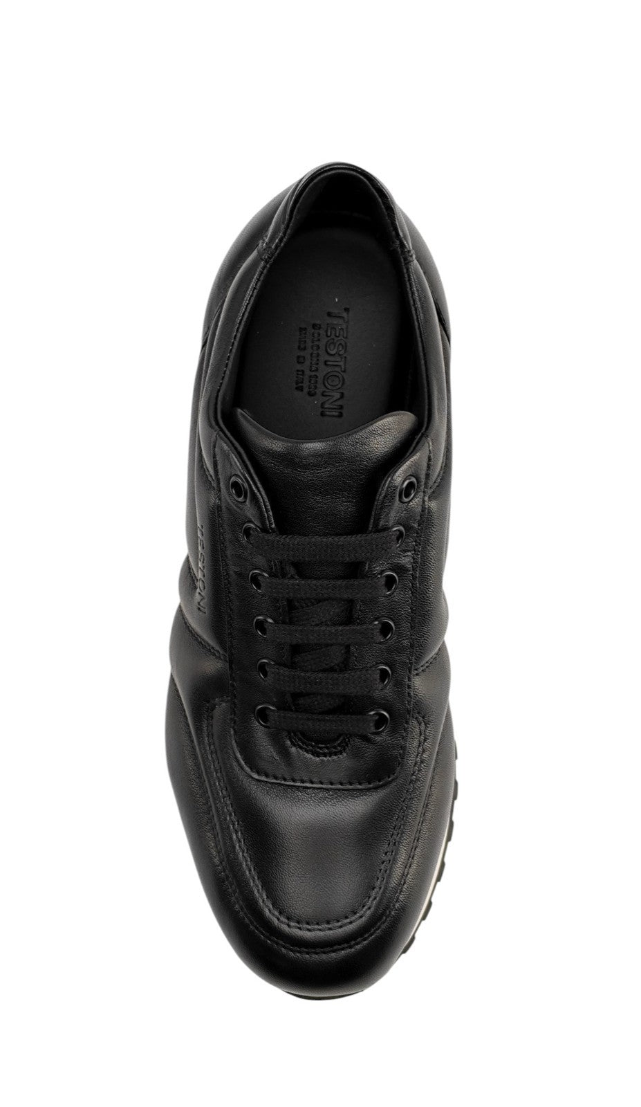 $850 TESTONI BOLOGNA Black Padded Sneaker Shoes Sport Nappa