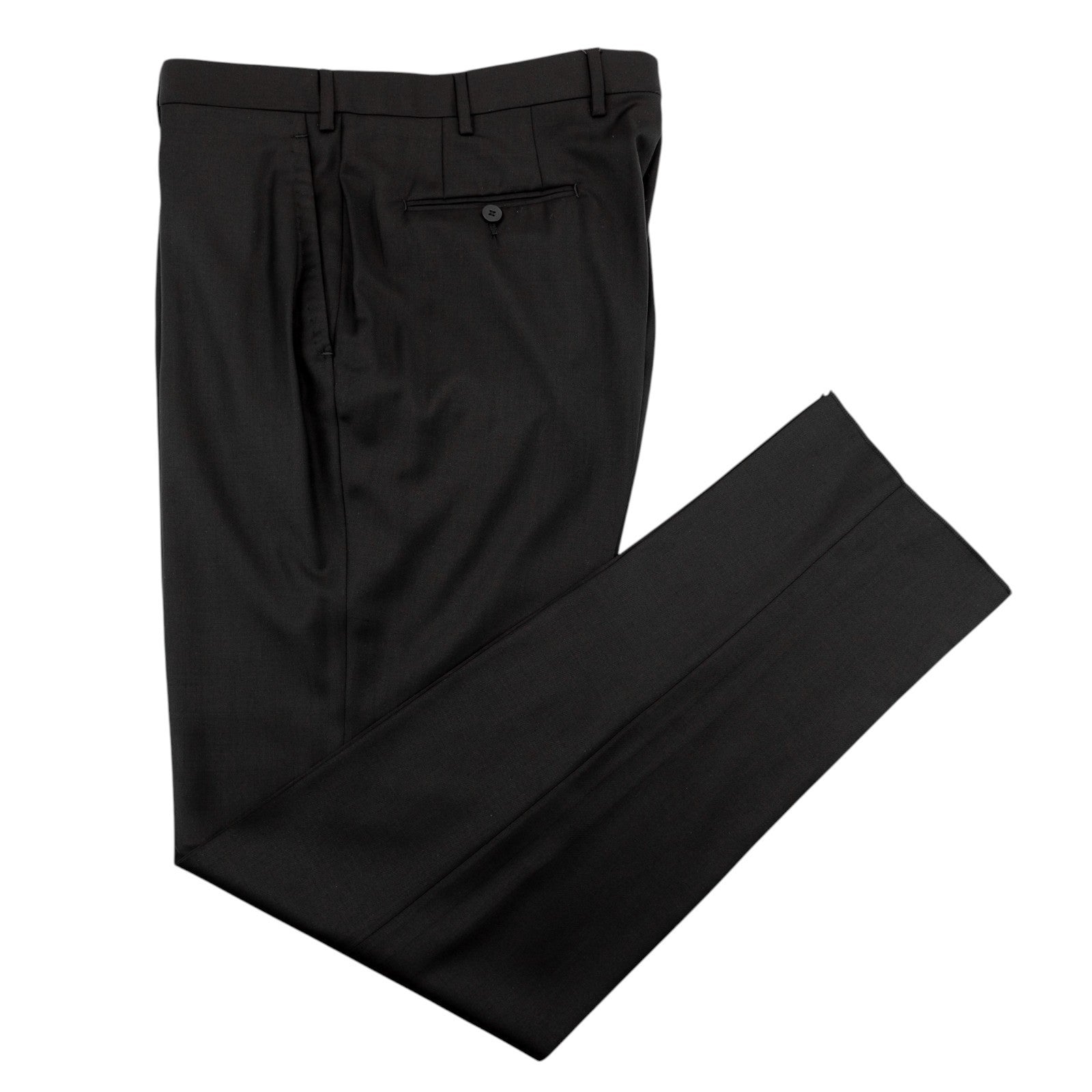 1680$ ISAIA NAPOLI Hand-Sewn Tapered Dress Pant Fine Wool Black 40 US / 56 EU 7R