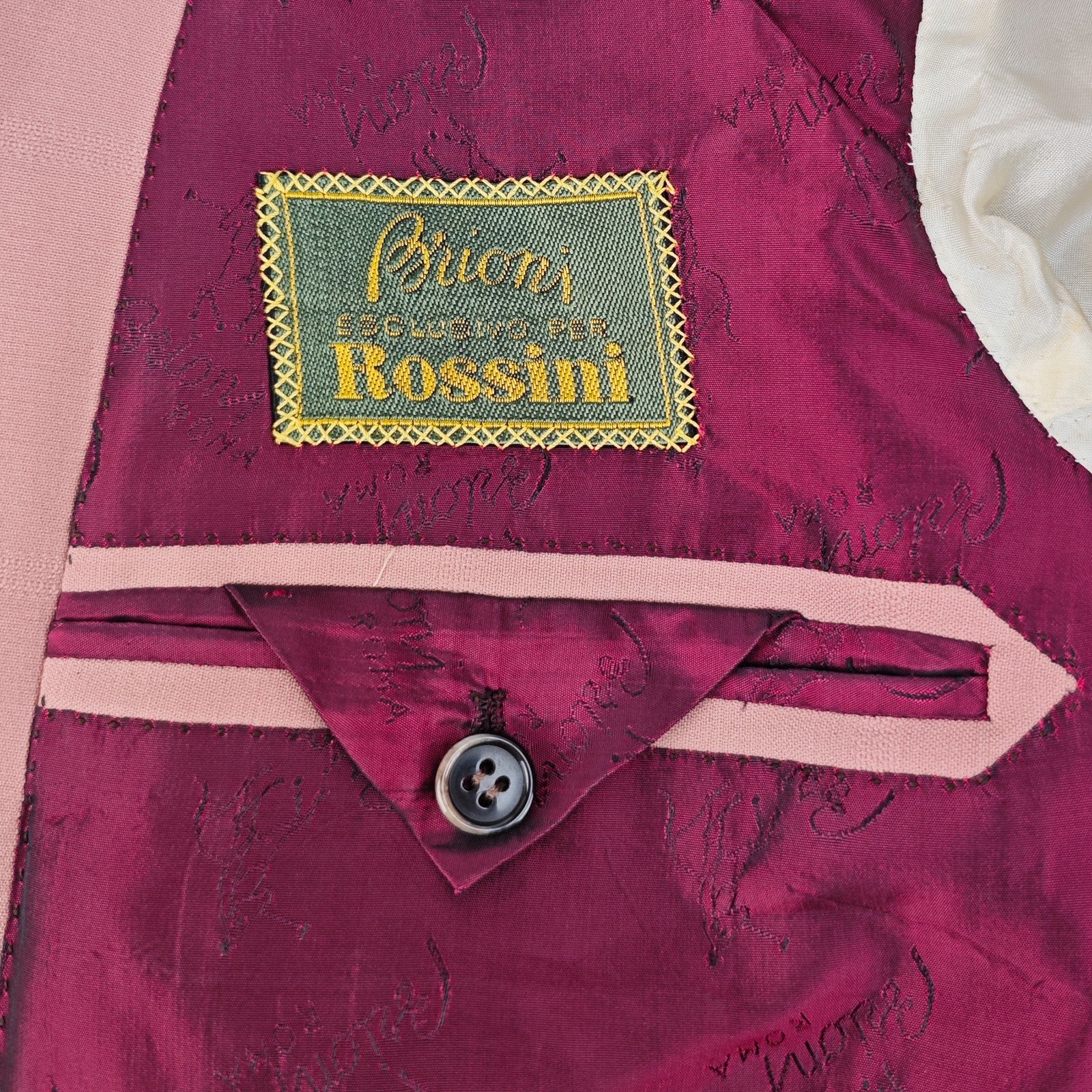 4950$ BRIONI Powder Pink Suit Windowpane Wool Handmade in Italy 38 US / 48 IT