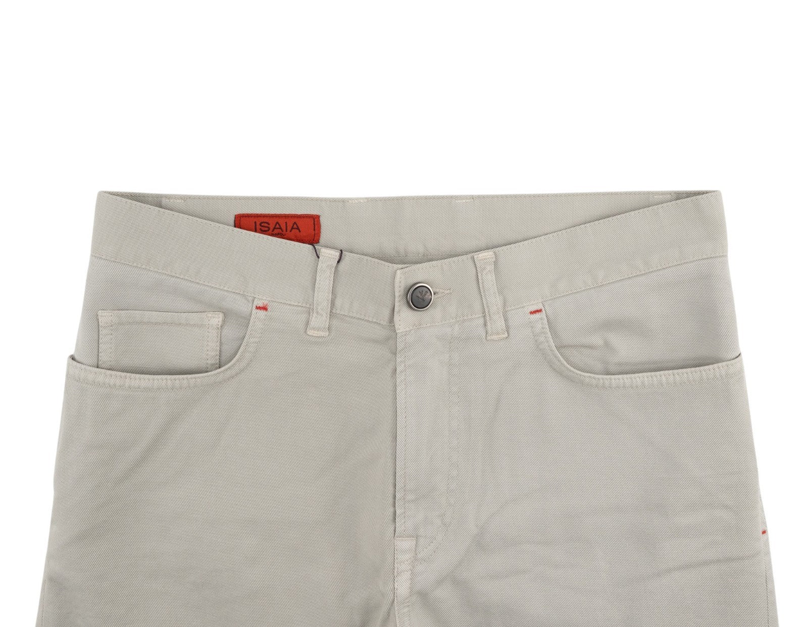 720$ ISAIA NAPOLI Ivory 5 Pockets Pant Twill Denim Cotton Slim-Straight Fit