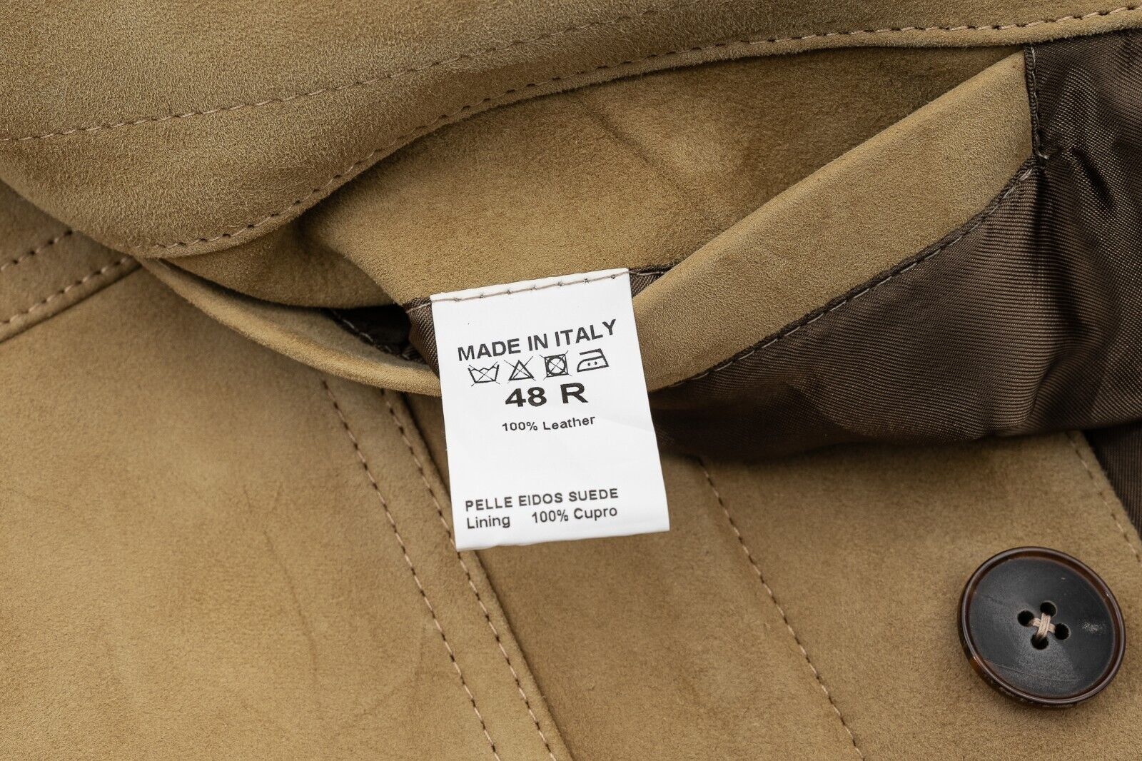 $1900 EIDOS by ISAIA NAPOLI Beige Jacket Blouson Suede Leather 38 US 48 EU Slim