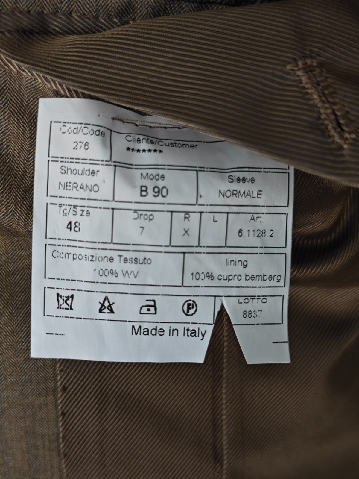 $3800 LUIGI BORRELLI NAPOLI Solaro Brown Full Hand-Sewn Suit Wool 38 US / 48 EU