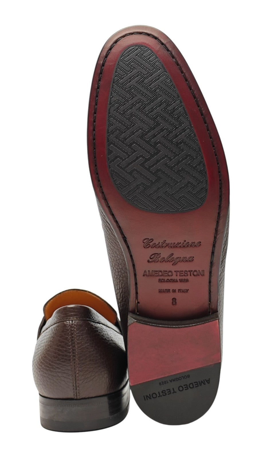 1250$ TESTONI Loafer BOLOGNESE Shoes Deerskin Cigar 8 UK / 9 US / 42 IT