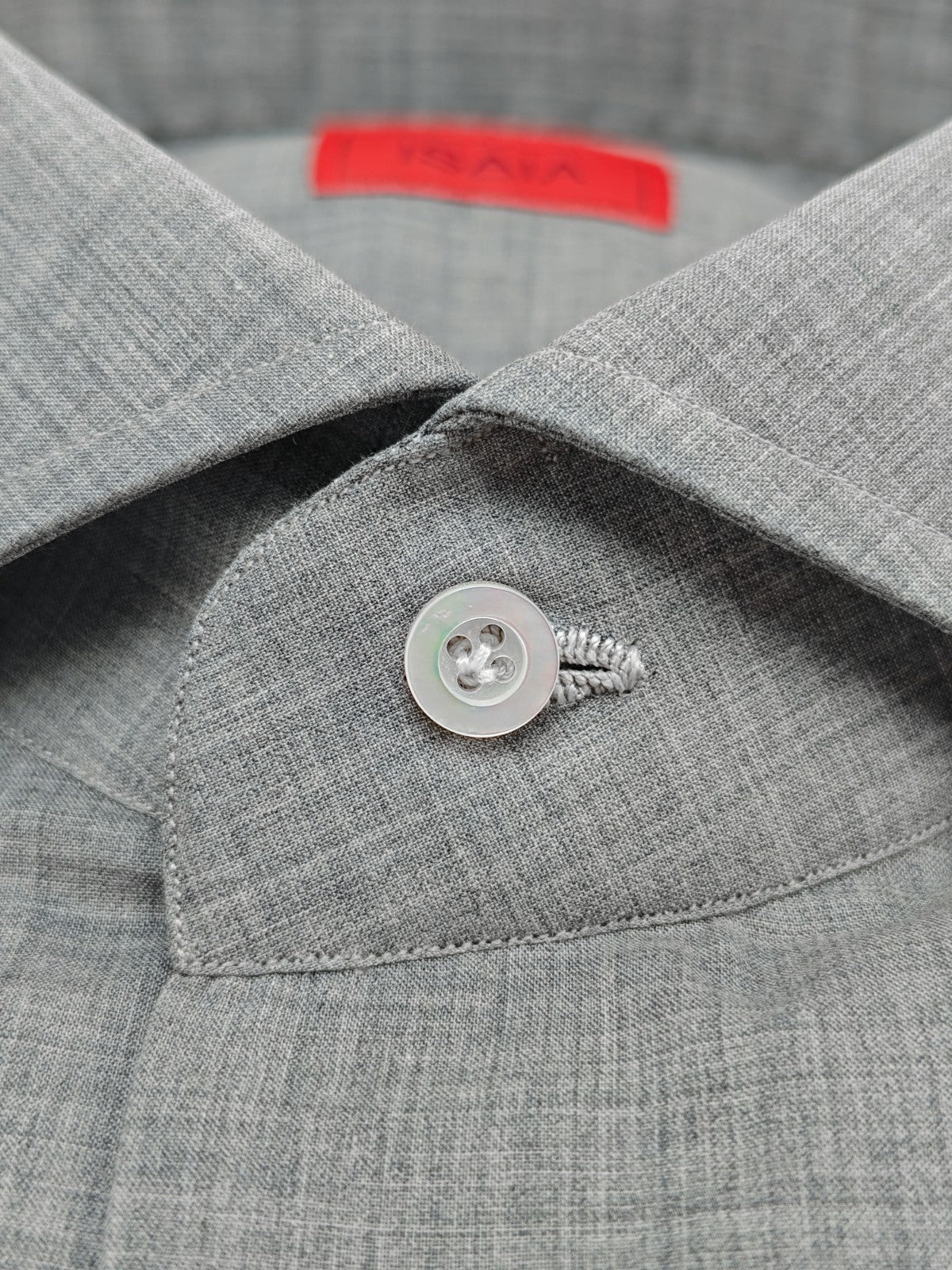 730$ ISAIA NAPOLI "Mix" Dress Shirt Gray Solid Fine Cotton 16 - 41
