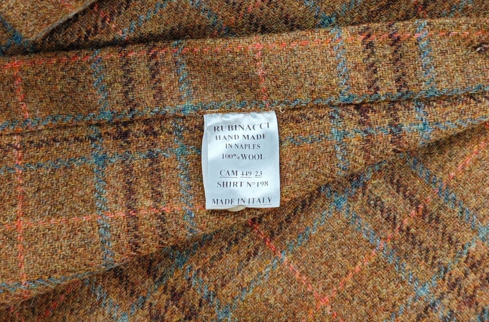 $950 RUBINACCI NAPOLI Brown Checks Overshirt Jacket Flannel Wool Size M