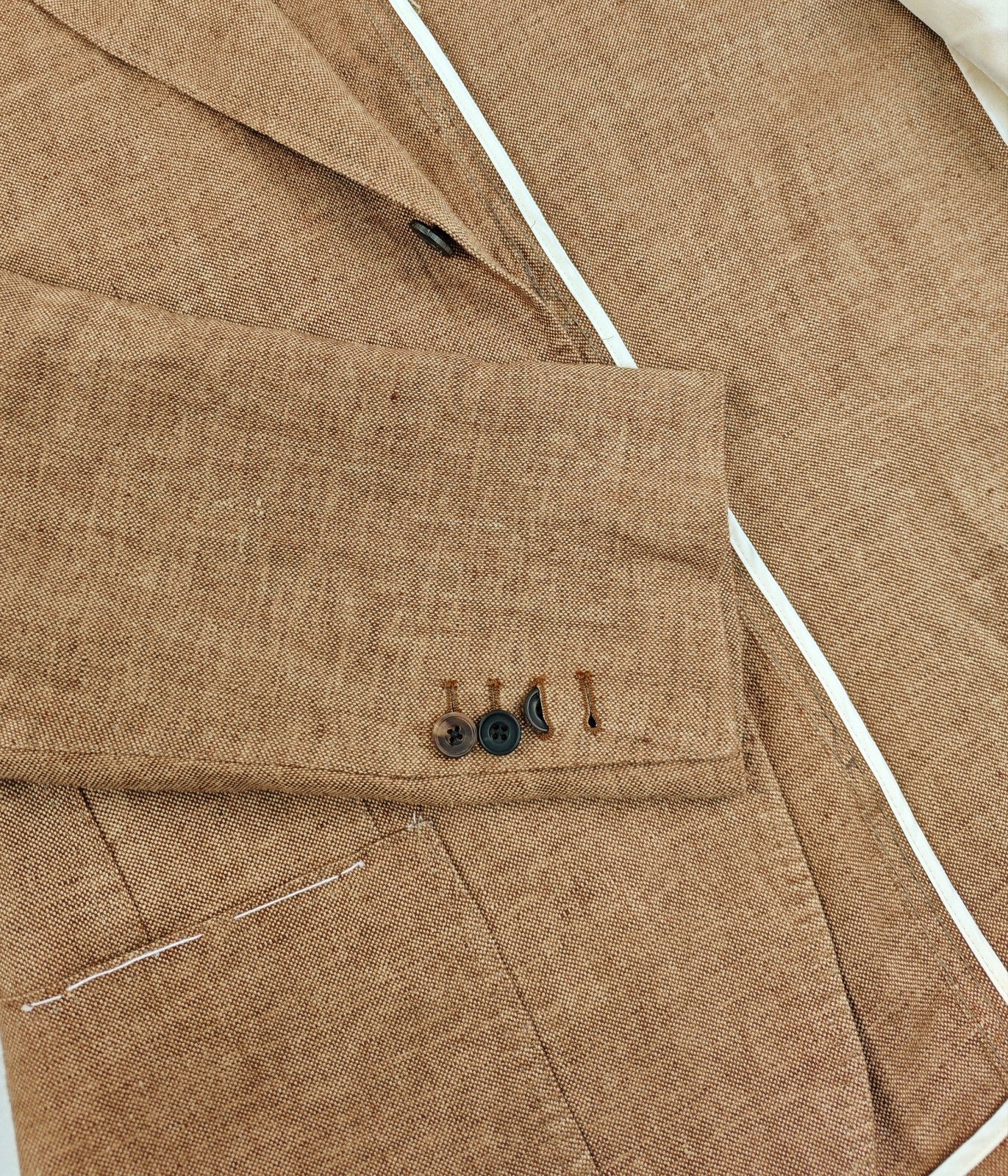 $1450 RUBINACCI NAPOLI Brown Birdseye Jacket Sport Coat 100% Linen 44 US / 54 EU