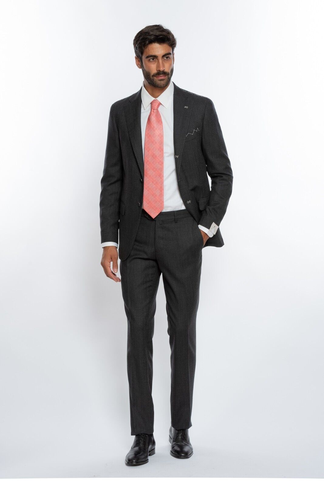 $2950 LUIGI BORRELLI NAPOLI Hand-Sewn Dark Gray Suit Virgin Wool Slim Fit (2)