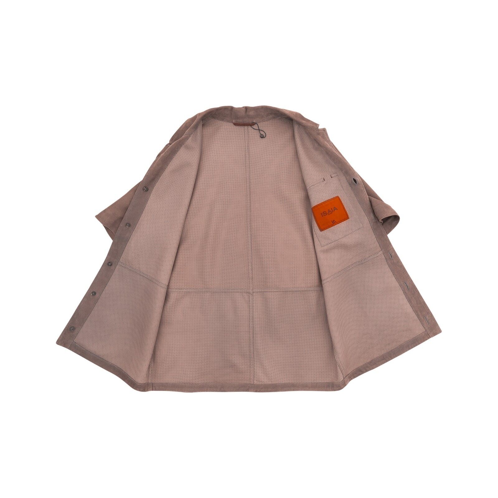 $3500 ISAIA NAPOLI Antique Pink Overshirt Jacket Perforated Lambskin 38 US 48 EU