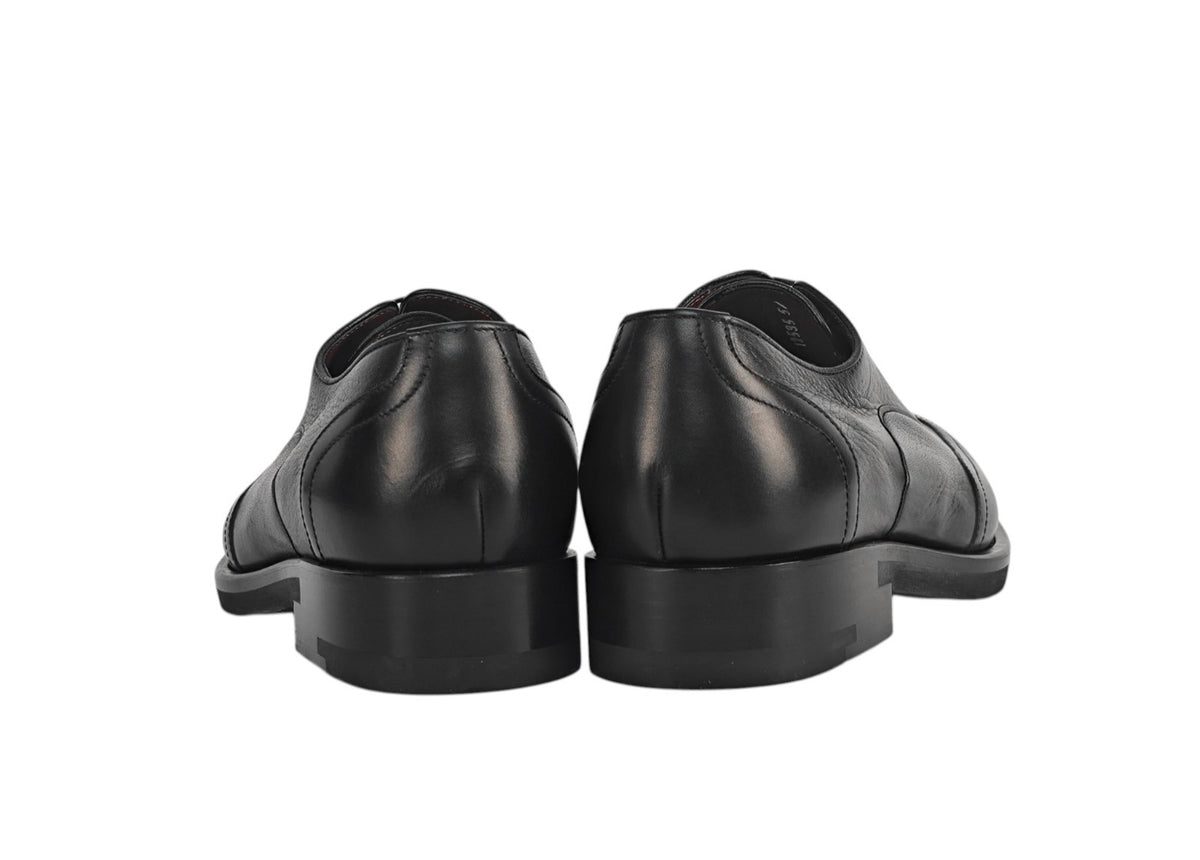 1300$ TESTONI Black Oxford Shoes Deerskin Leather 5.5 UK / 6.5 US / 39.5 IT