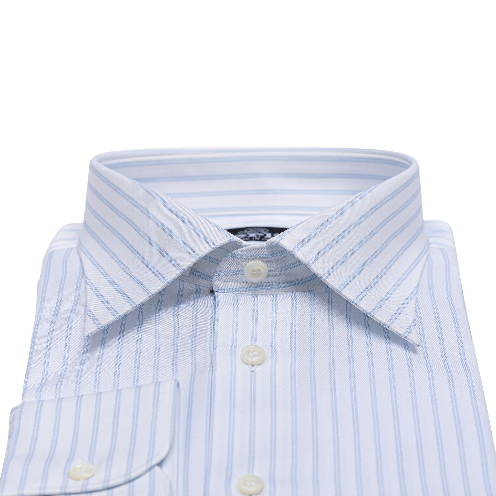 690$ LUXURY GERLIN Shirt White Striped ALUMO Twill Cotton 3AG ZILLI