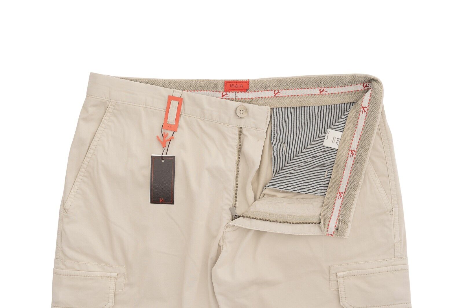 850$ ISAIA NAPOLI Beige Cargo Trouser Sport Pant Cotton Slim Fit