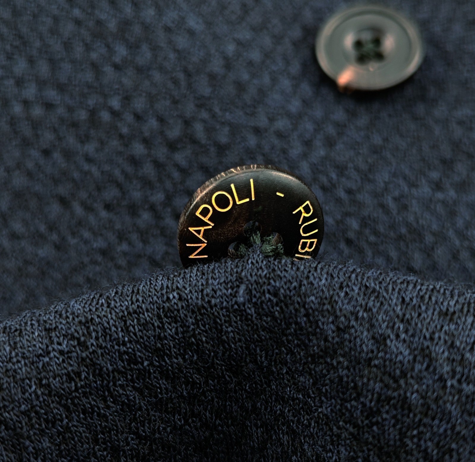 $1630 RUBINACCI NAPOLI Blue Double Breasted Jacket Knit Wool Stretch 44 US 54 EU