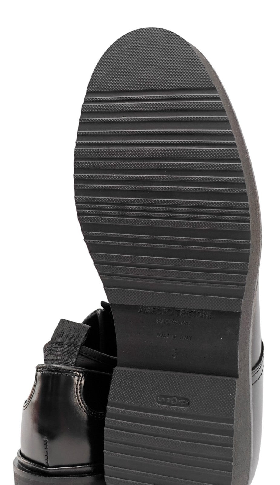 $1150 TESTONI BOLOGNA Derby Shoes Black Brush Off Calf & Neoprene
