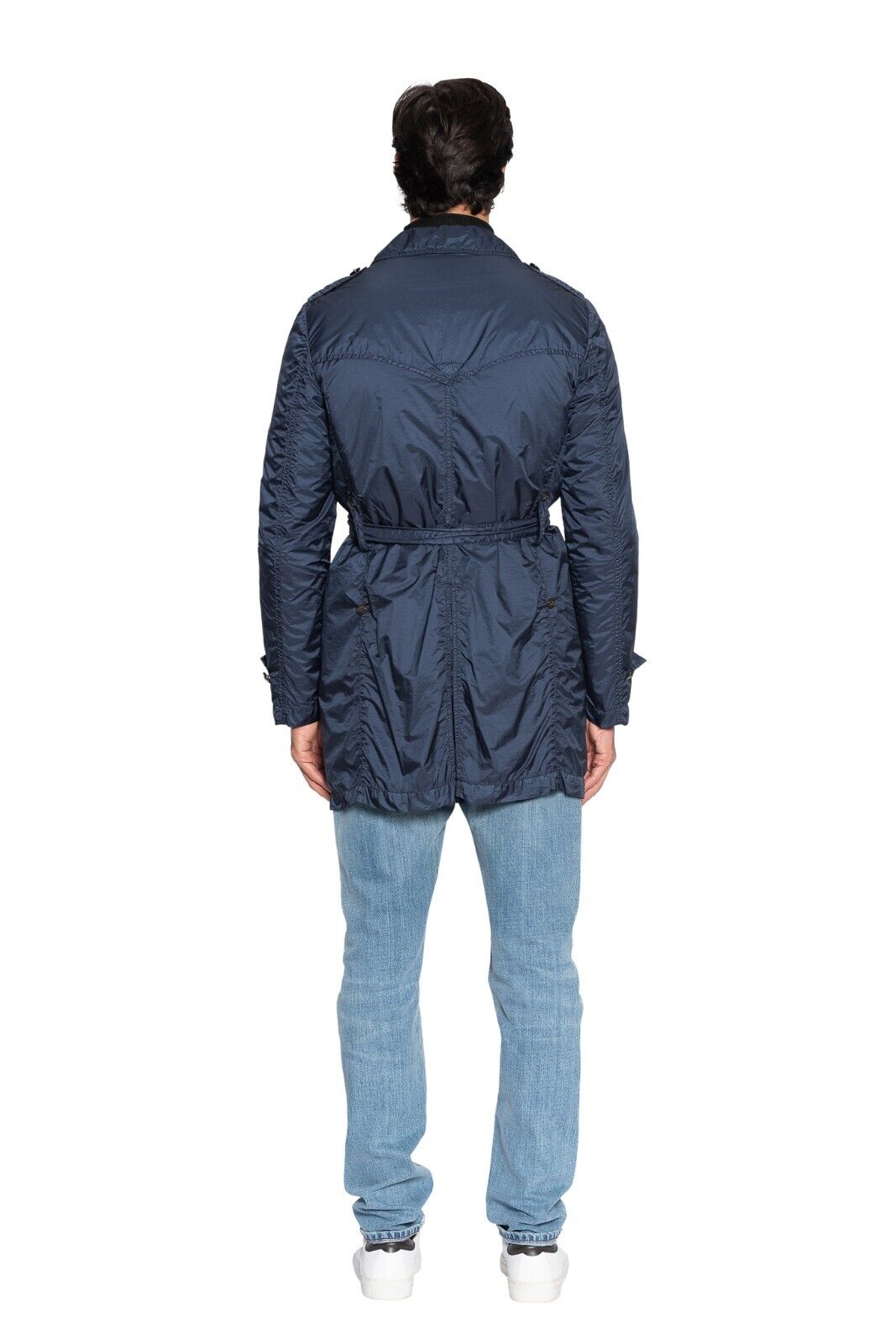 800$ MI.DA TOKYO-FIRENZE Blue Trench Coat Japan Fabric Light / Warm 38 US 48 EU