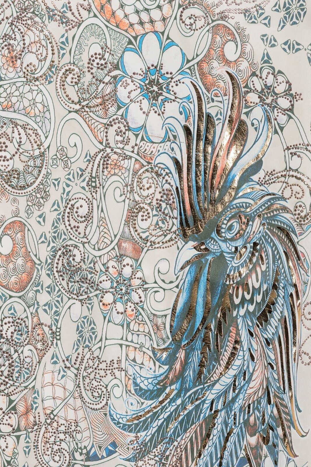 750$ ITALO FERRETTI T-Shirt "YEAR OF THE ROOSTER" 100% Silk COMO Sz XXL BIJAN