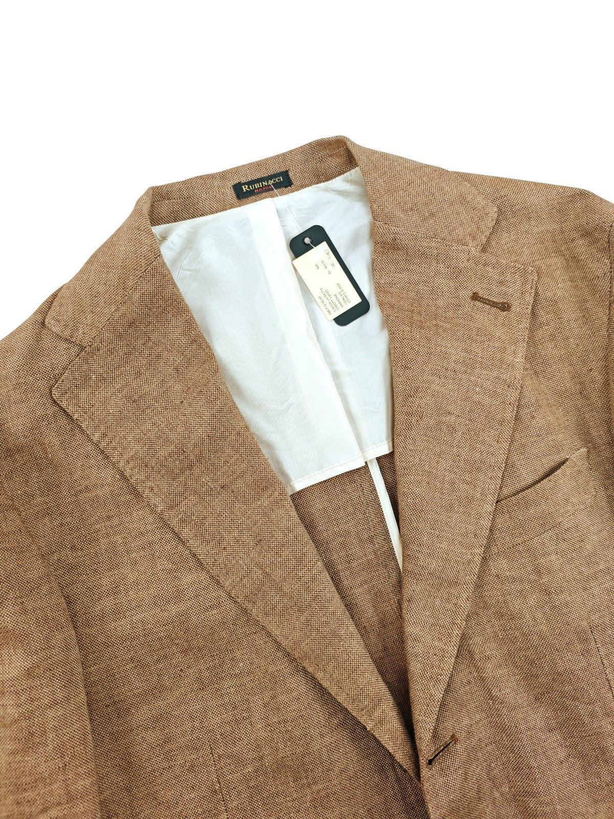 $1450 RUBINACCI NAPOLI Brown Birdseye Jacket Sport Coat 100% Linen 44 US / 54 EU