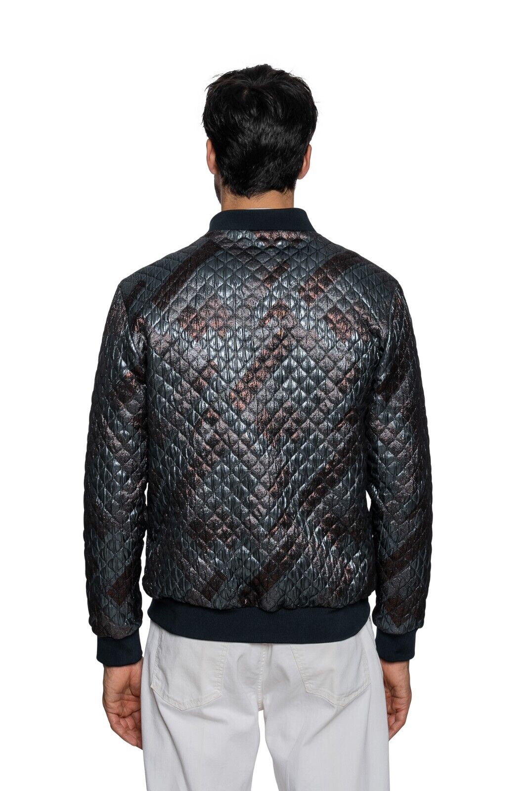 2000$ ITALO FERRETTI Bomber Jacket "METAL EFFECT" Wool 40 US / 50 EU ZILLI