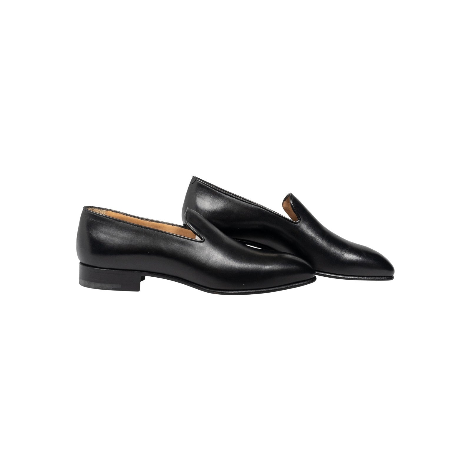 815$ RUBINACCI NAPOLI Leather Loafers Black Elegant Slippers Shoes Leather Sole