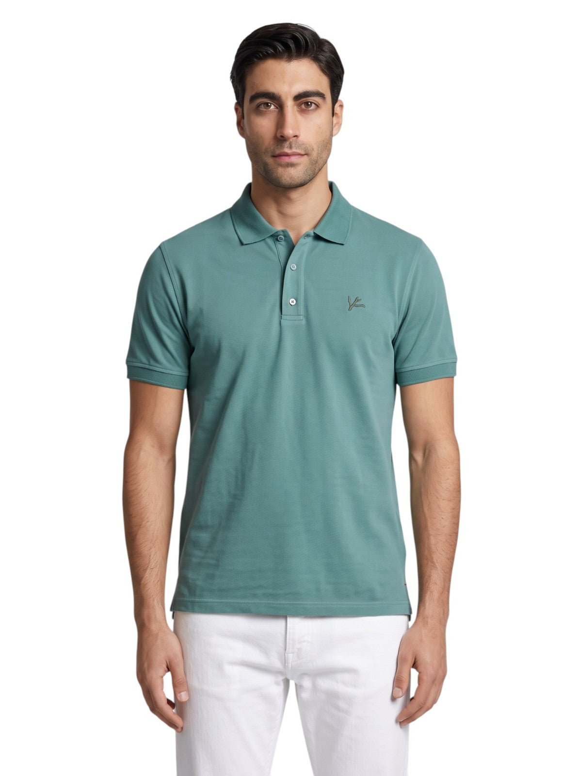 575$ ISAIA NAPOLI Garment Dyed Cotton Piquet Short Sleeve Polo Aqumarine Size M
