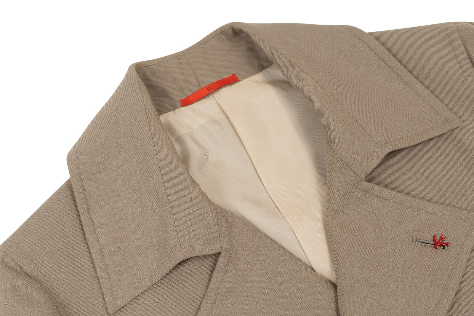$3800 ISAIA NAPOLI Beige Handmade Caban Peacoat Coat Cotton / Linen 38 US 48 EU