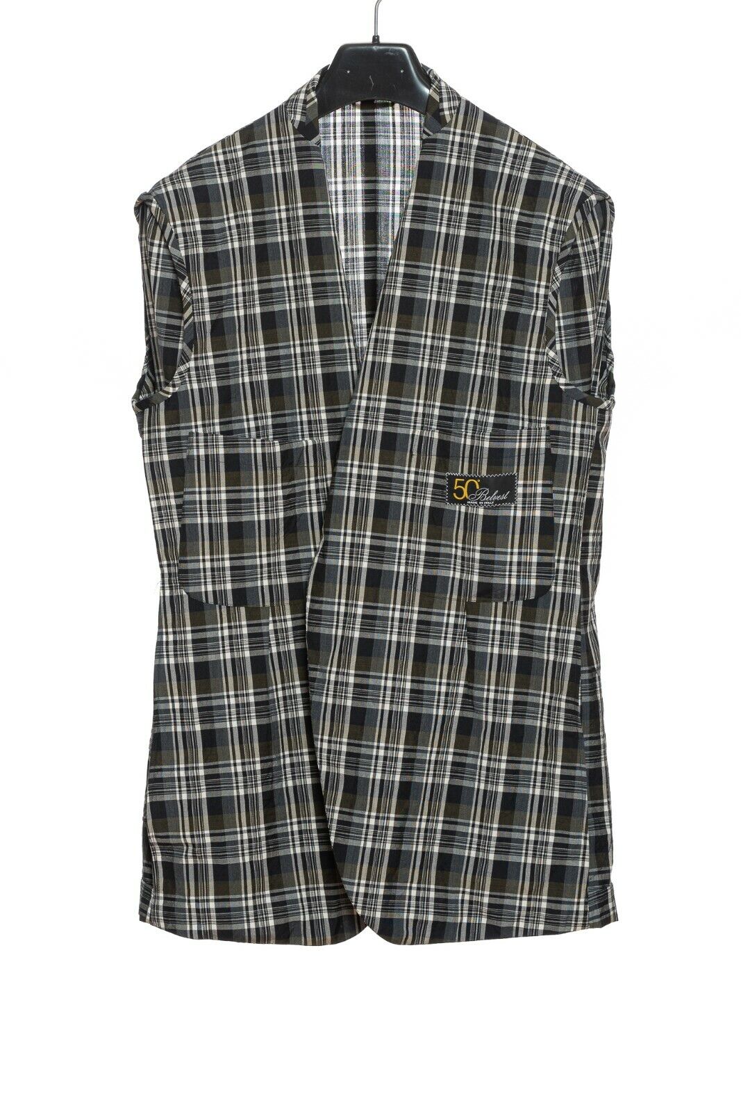 1490$ BELVEST Summer Jacket Checks Ultra Light Wool Gray / Blue / Green Drop 8