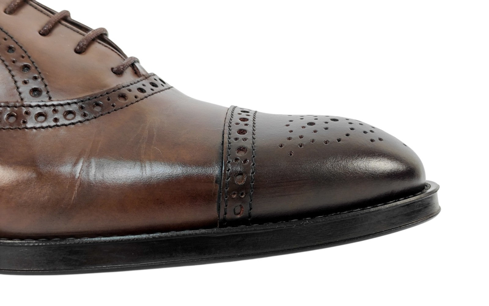 1100$ TESTONI "Salerno" Oxford Shoes Burnished Calf Cigar 7 UK / 8 US / 41 IT