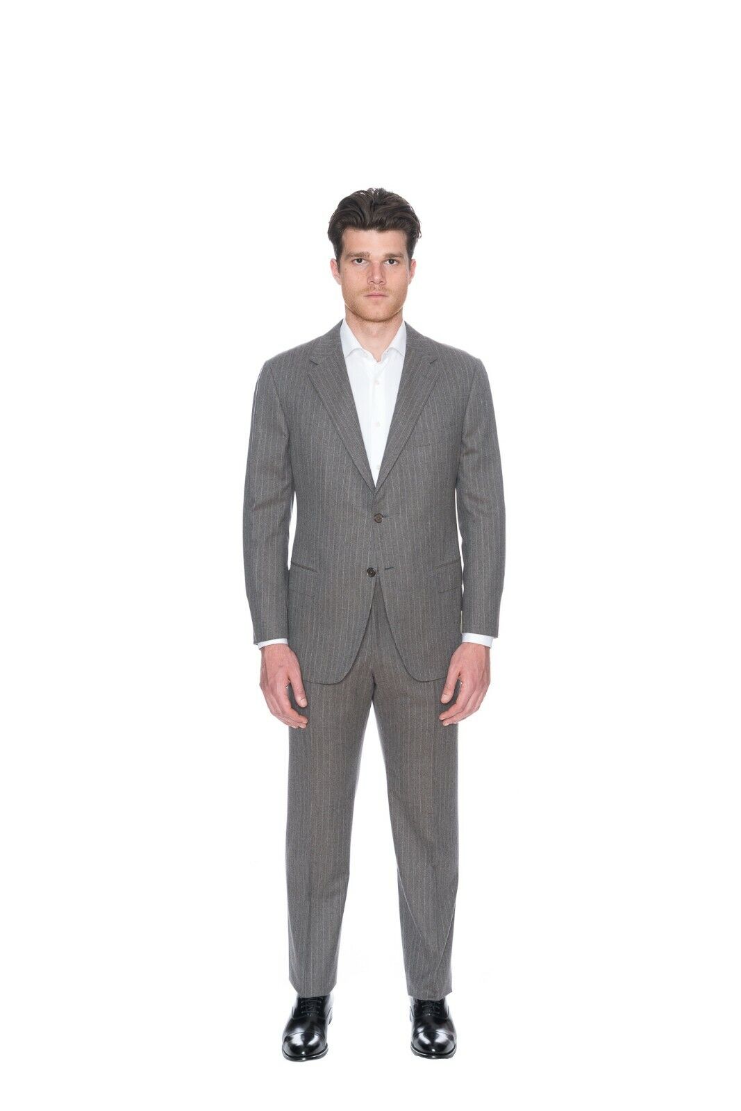 $4495 D'AVENZA Grey Wool Striped Suit Hand-Sewn in Italy 46 US / 56 EU