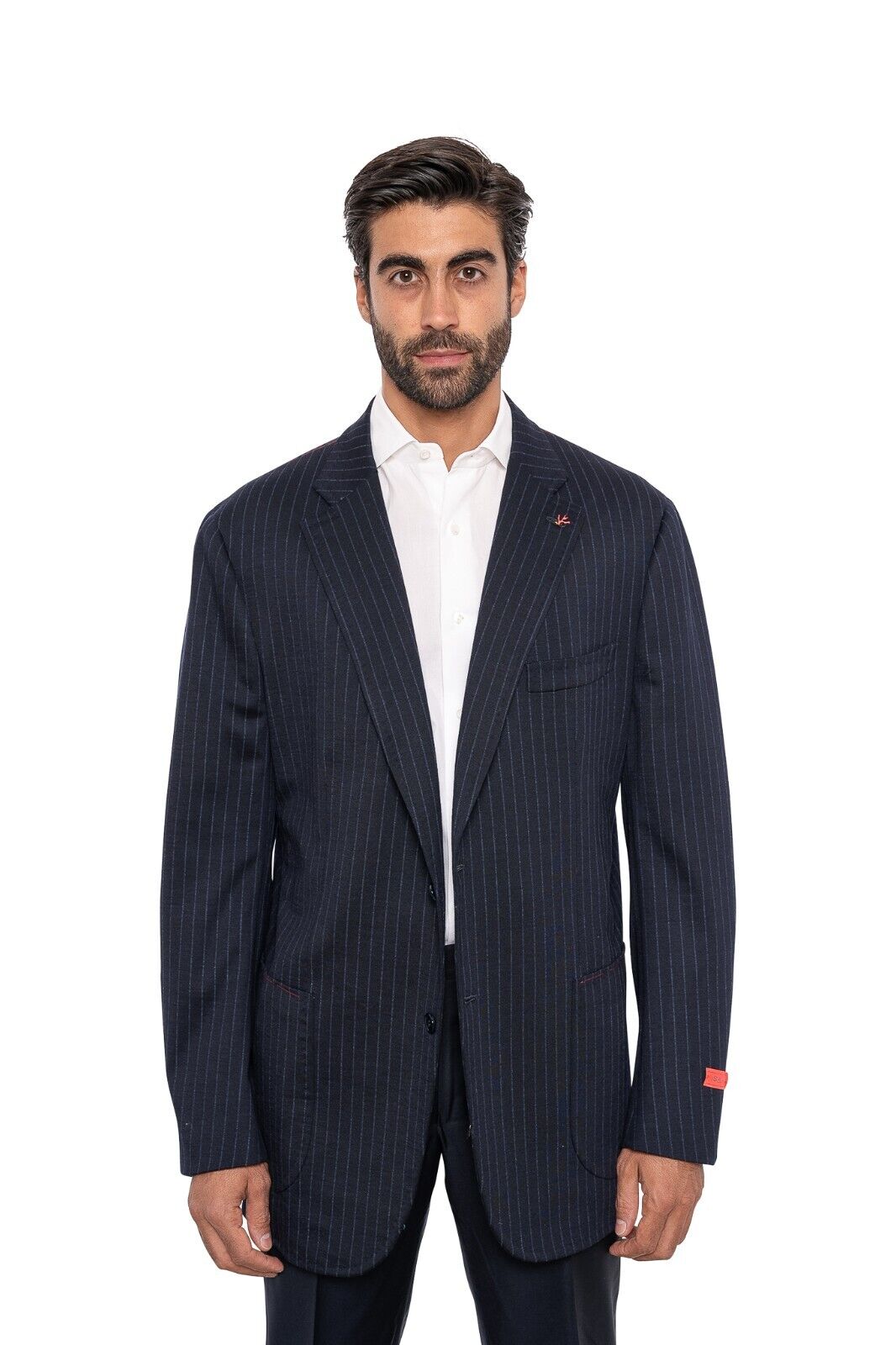 $4200 ISAIA NAPOLI Blue Striped Blazer Sport Coat Jersey Wool  50 US / 60 EU 7R
