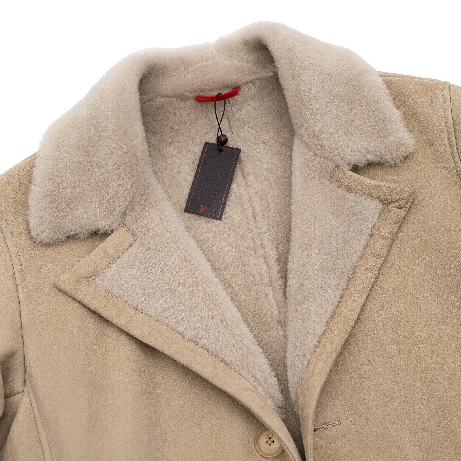 7600$ ISAIA NAPOLI "Portofino" Beige Shearling Coat 100% Lambskin 38 US / 48 EU
