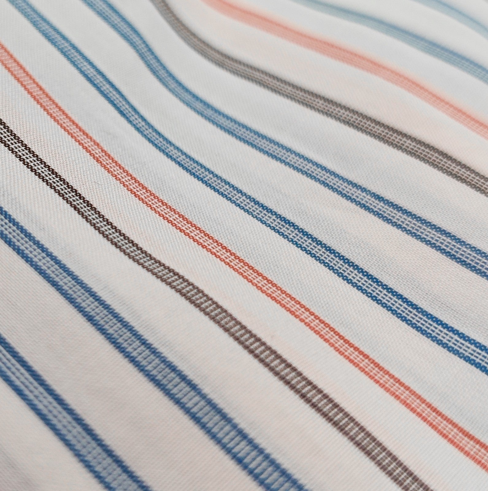 740$ ISAIA NAPOLI "Mix" Dress Shirt White mix Striped Fine Cotton 16.5 - 42