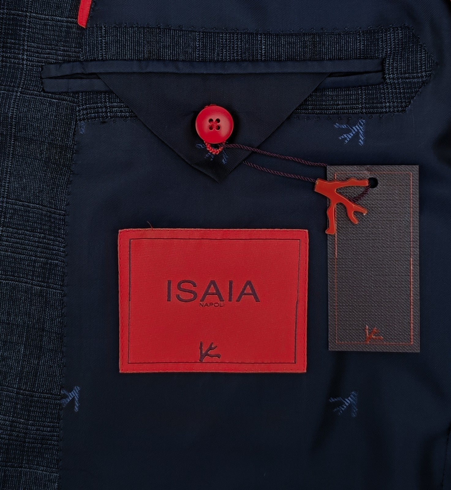 $6800 ISAIA "Sanita" Blue Navy Hand-Sewn Suit Wool Glen Plaid 42 US / 52 EU 8R