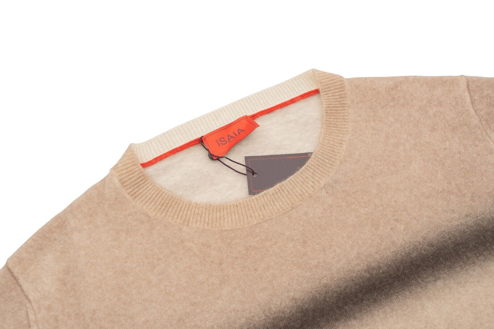 1600$ ISAIA NAPOLI Brown Sweater Crewneck Extra Soft Cashmere Size M Slim Fit