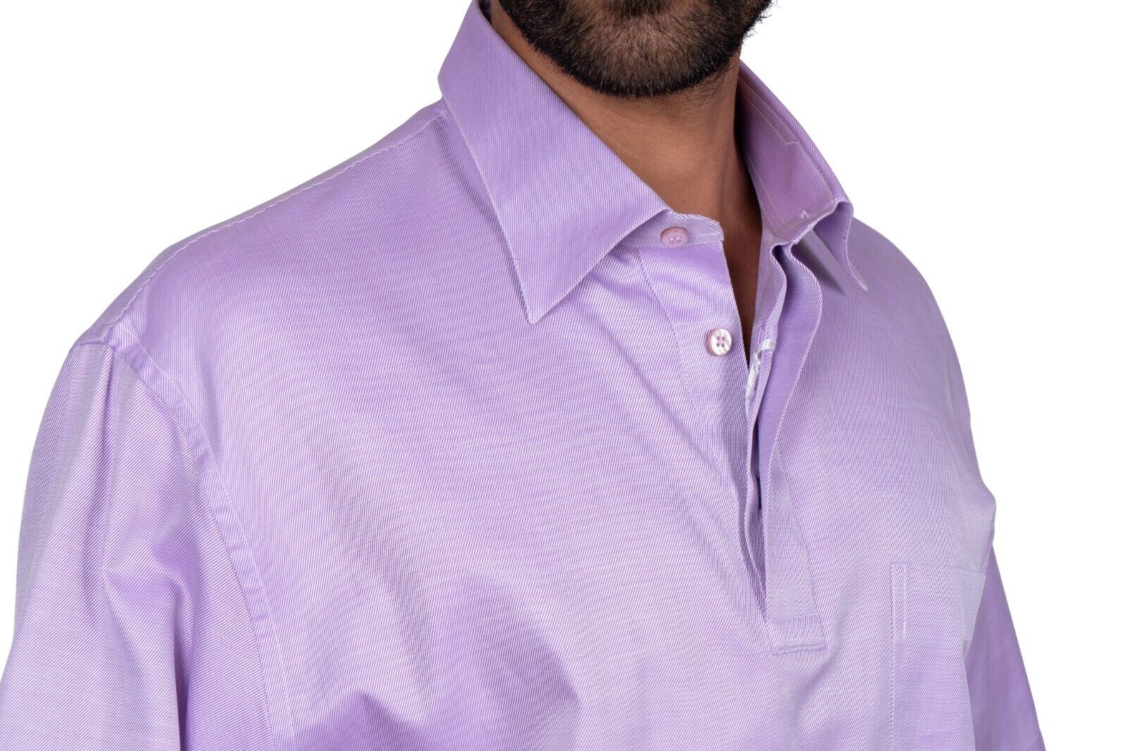 LUXURY 1200$ GERLIN Polo Sweater Lilac Shiny ALUMO Cotton Size L BIJAN