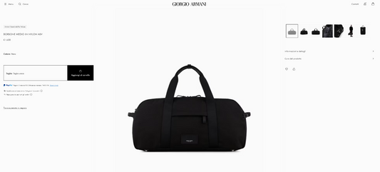 $1995 GIORGIO ARMANI Black Label LARGE Duffle Bag Travel + Mini Shopper Bag