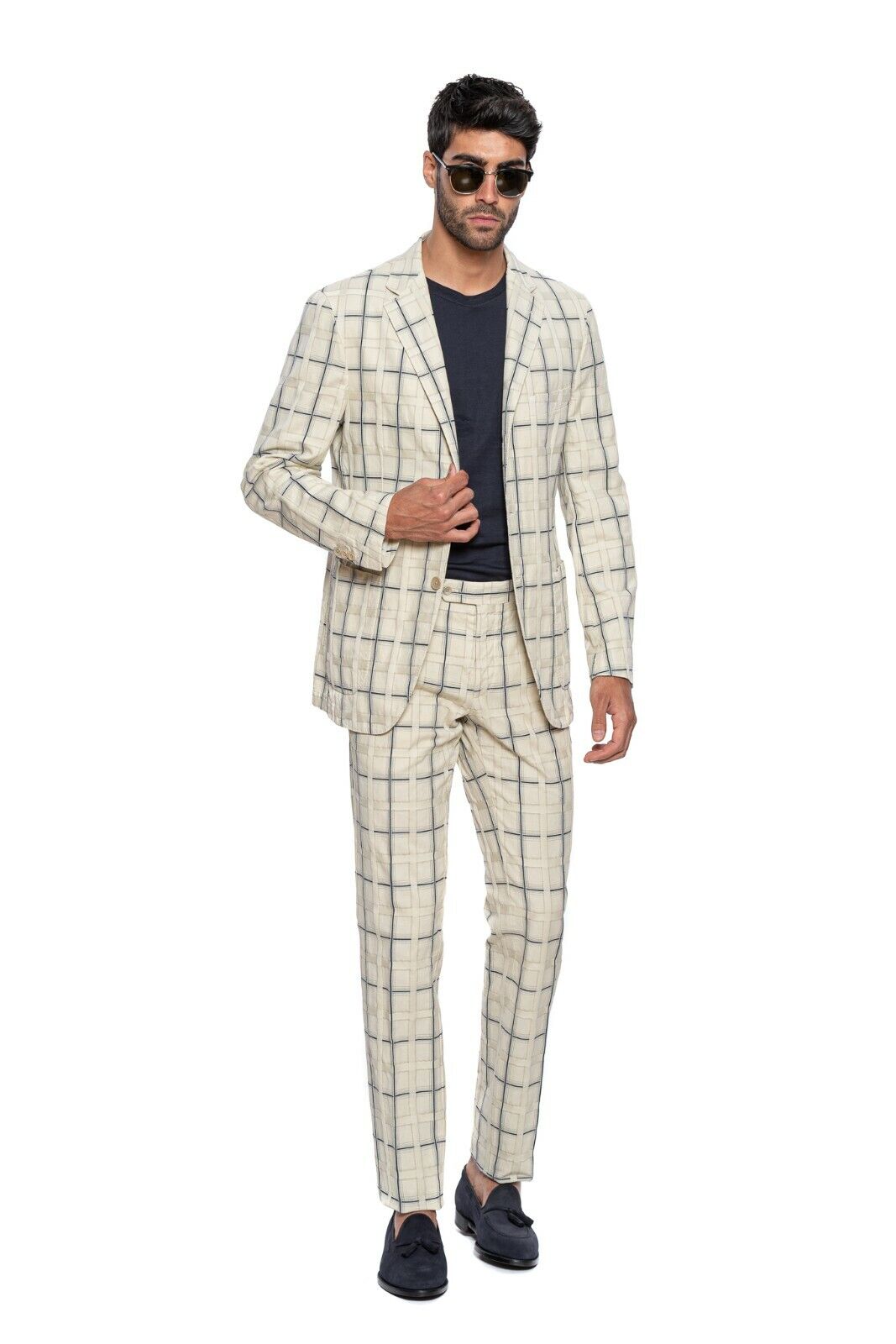 $2690 Belvest Ivory Sport Suit Linen Cotton SAN GALLO Fabric 7R Slim Fit