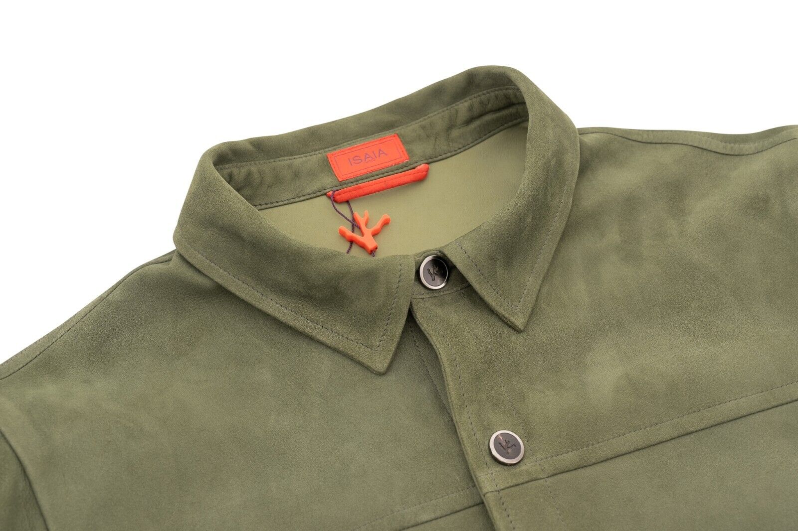4200$ ISAIA NAPOLI Green Overshirt Jacket Leather Suede Lambskin 38 US / 48 EU