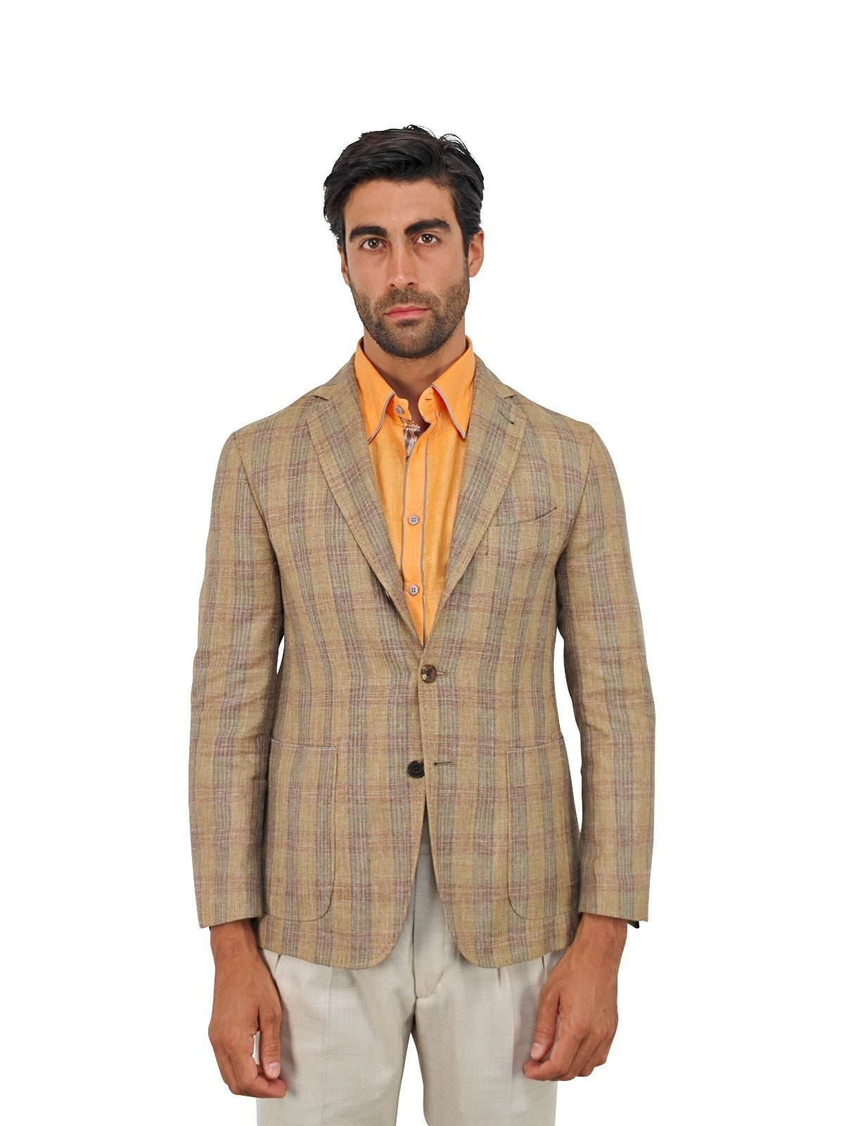 $1950 RUBINACCI NAPOLI Beige Jacket Sport Coat Silk Linen Bamboo 36 US / 46 EU