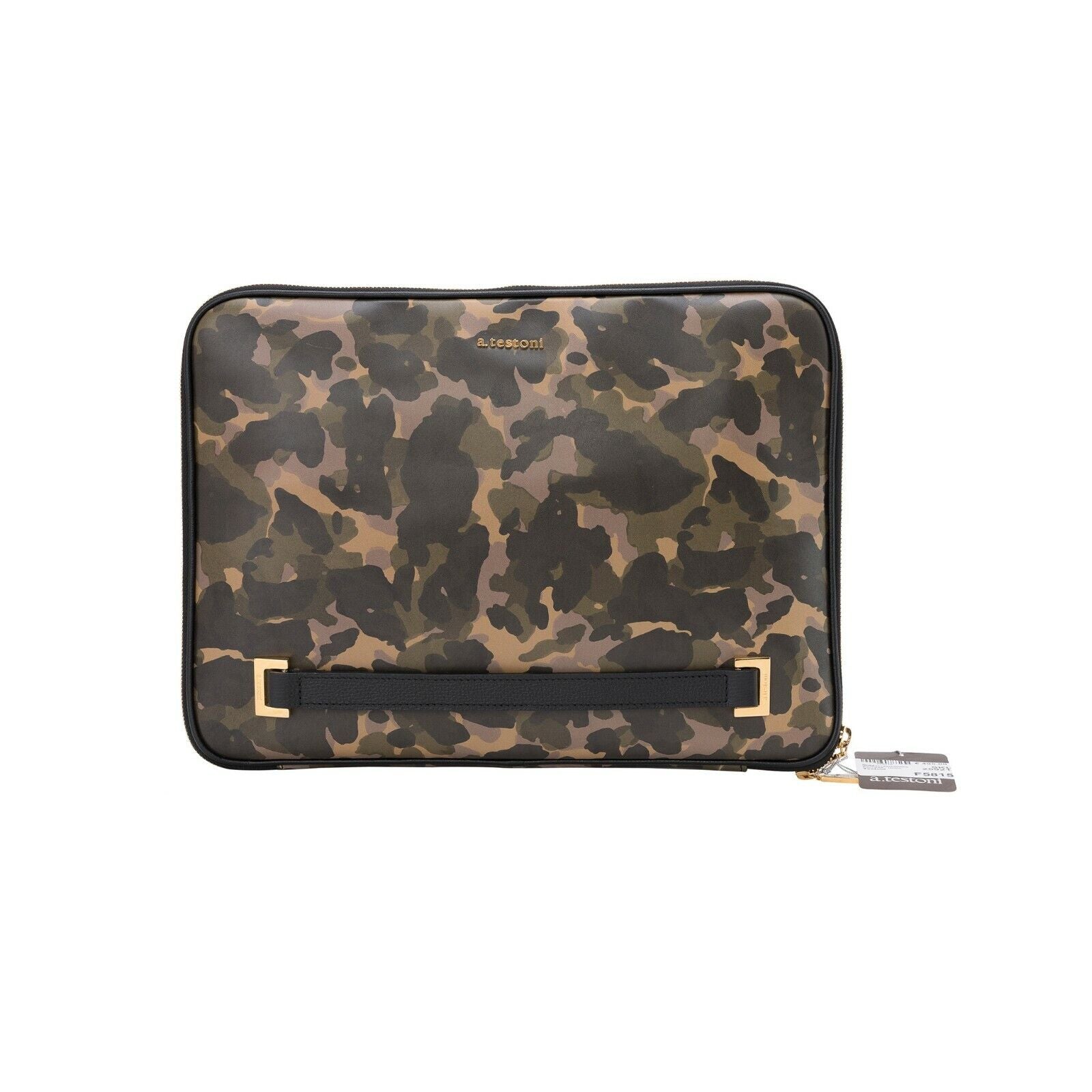$620 Testoni Bologna Camouflage Calf Clutch Bag / Document Holder + PC case