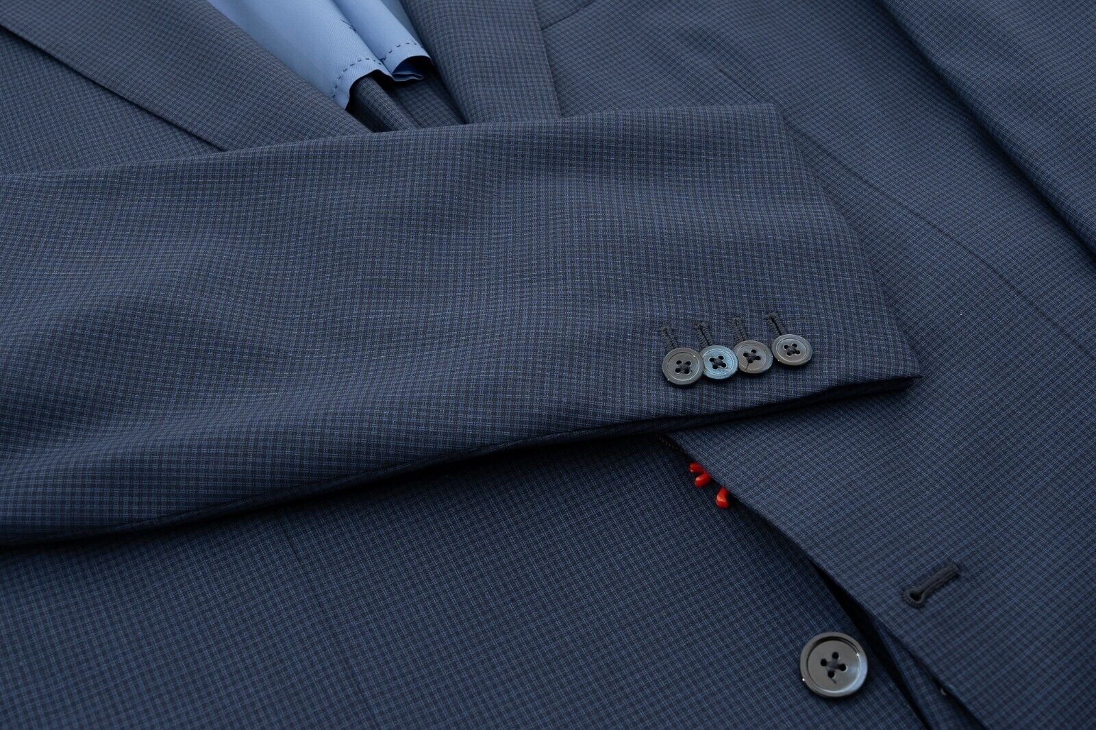 $5800 ISAIA NAPOLI Blue Hand-Sewn Checks Suit Fine Wool / Silk 7R ( Regular)