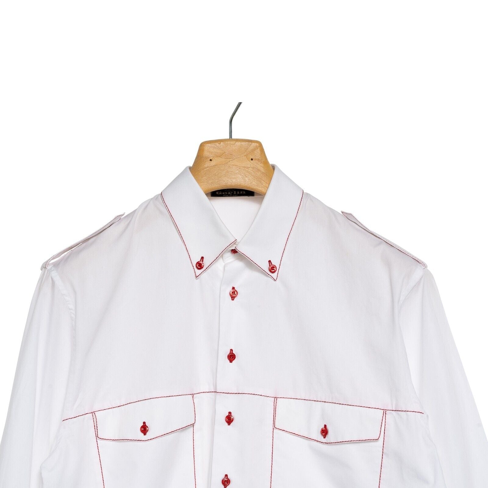 850$ LUXURY GERLIN Shirt White "WINDOWS" 100% Cotton 16 - 41 BIJAN